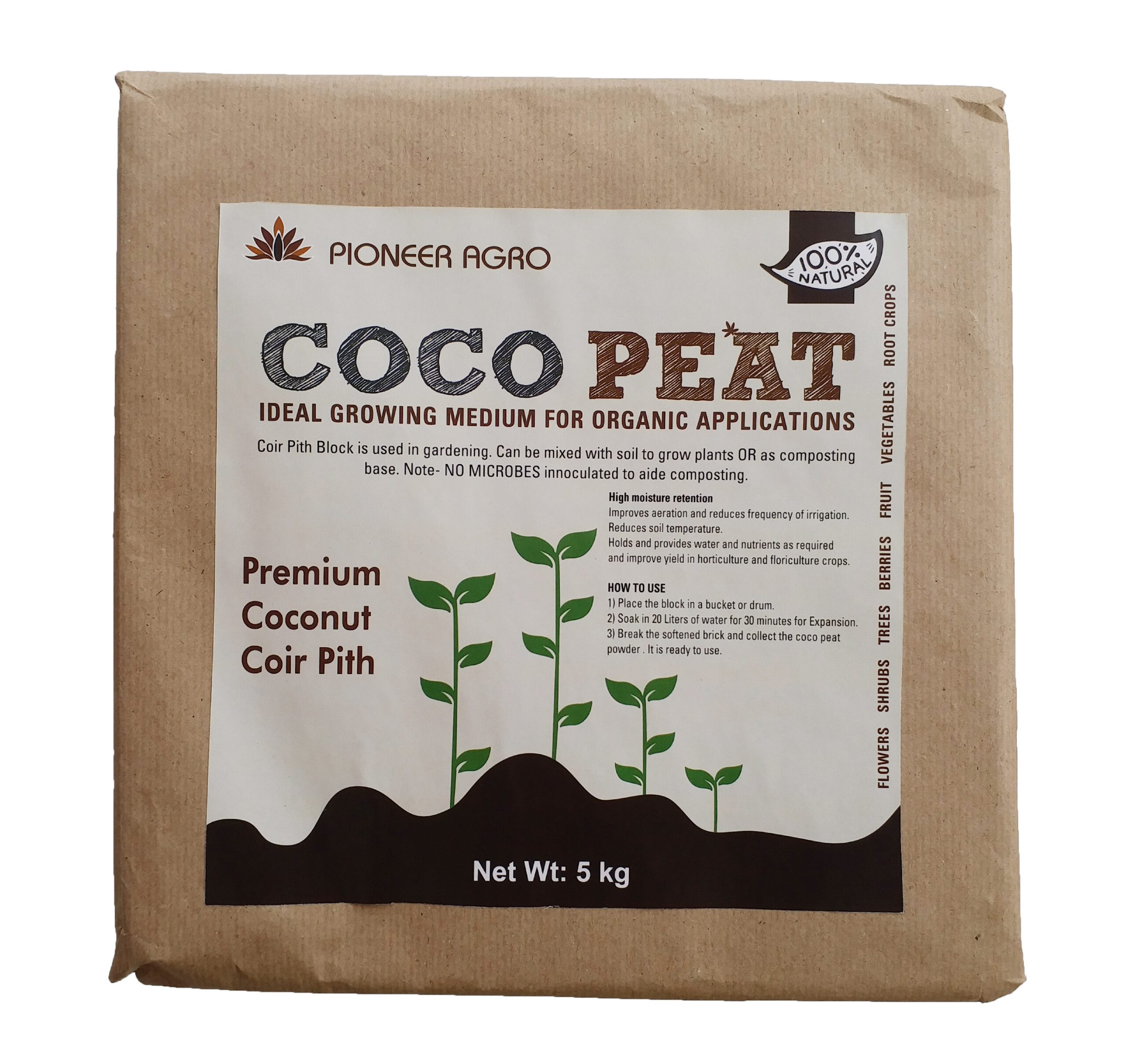 Cocopeat 5 kg Block Expands up to 75 liters